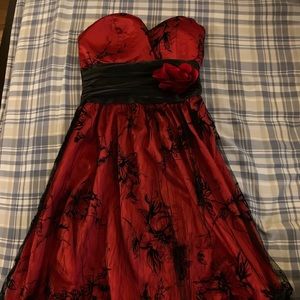 Strapless Red and Black Dress